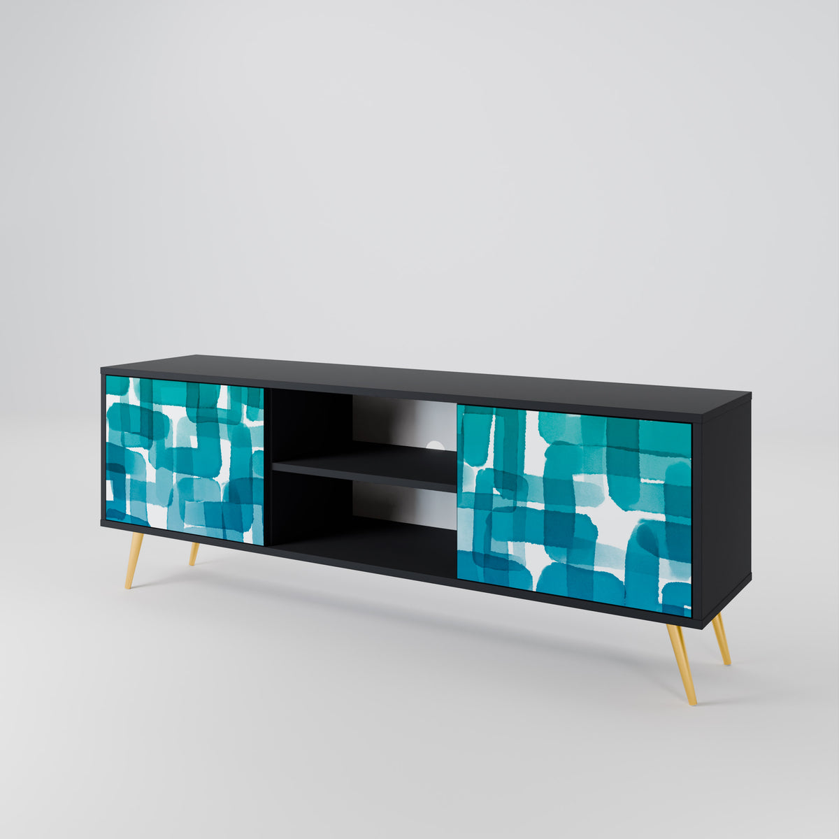 TURQUOISE RECTANGLES Móvel de TV de 2 Portas