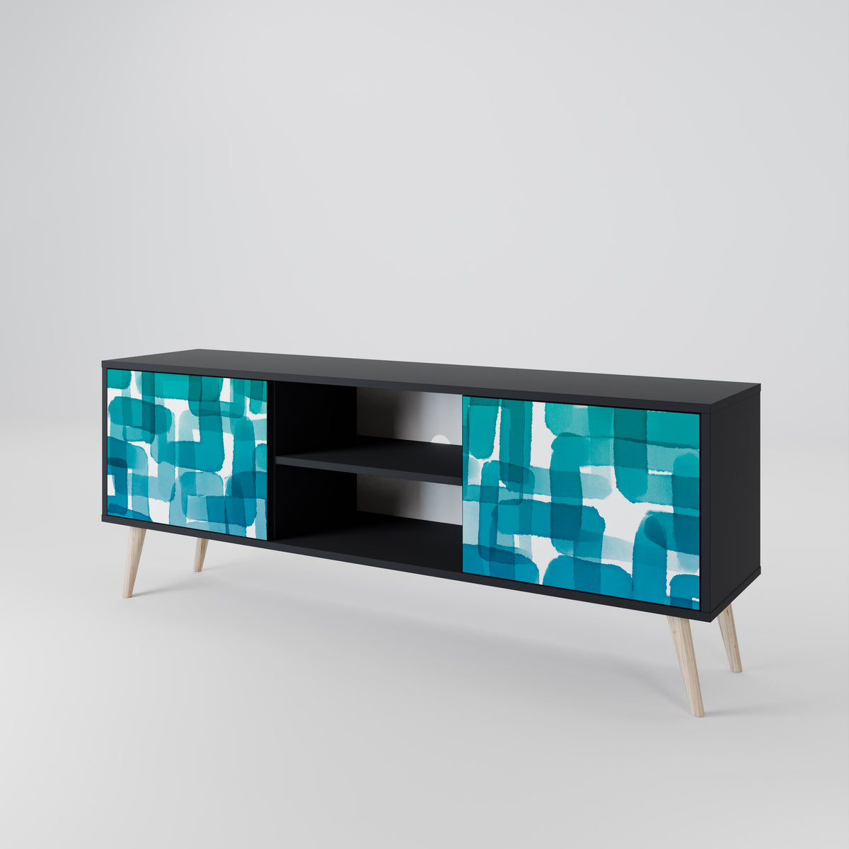 TURQUOISE RECTANGLES Móvel de TV de 2 Portas