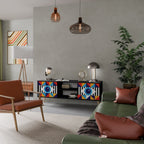 ABSTRACTION AND GEOMETRY Móvel de TV com 2 Portas em Acabamento Preto