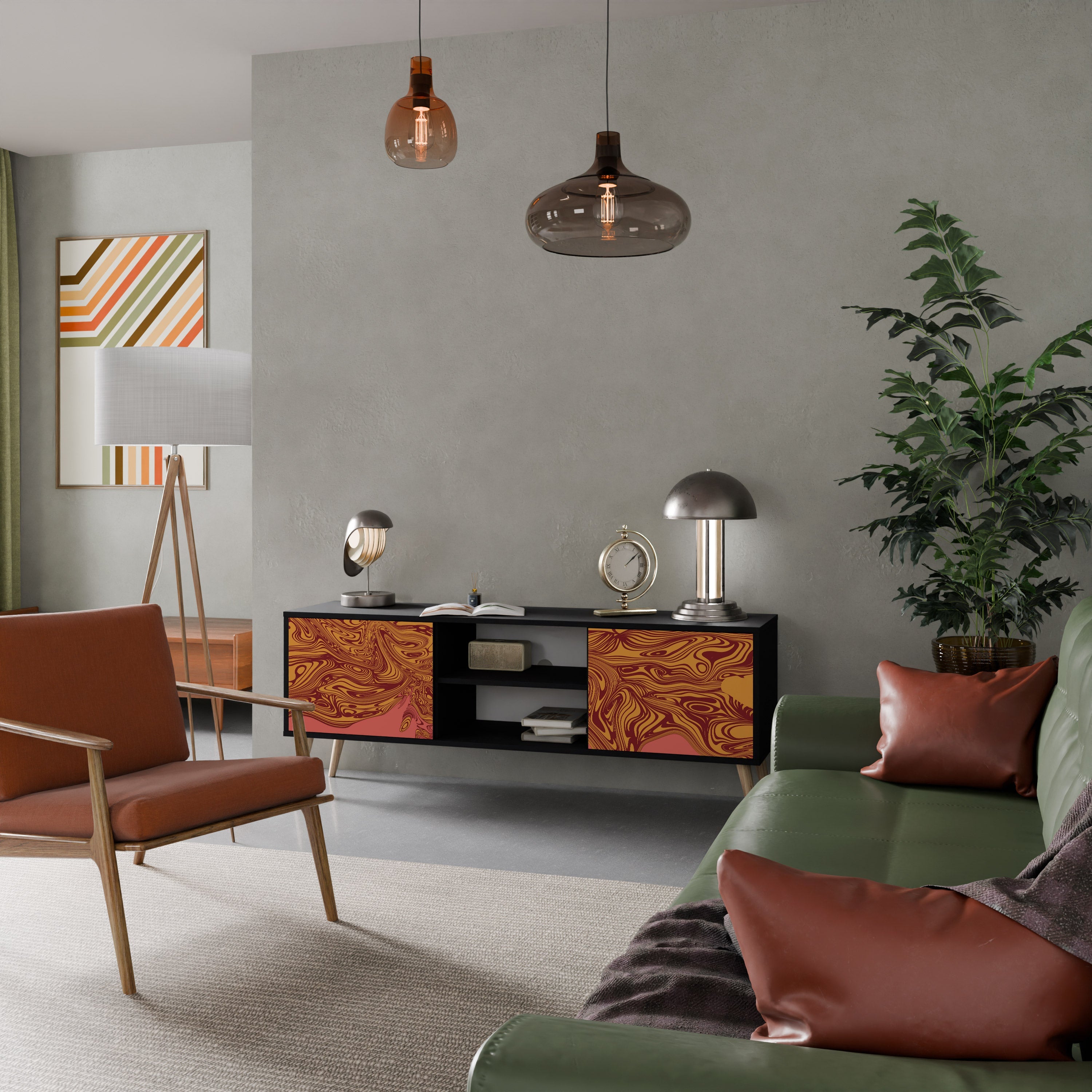 FLOATING THOUGHTS Móvel de TV com 2 Portas em Acabamento Preto