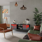 RISING GEOMETRY STARS Móvel de TV com 2 Portas em Acabamento Preto