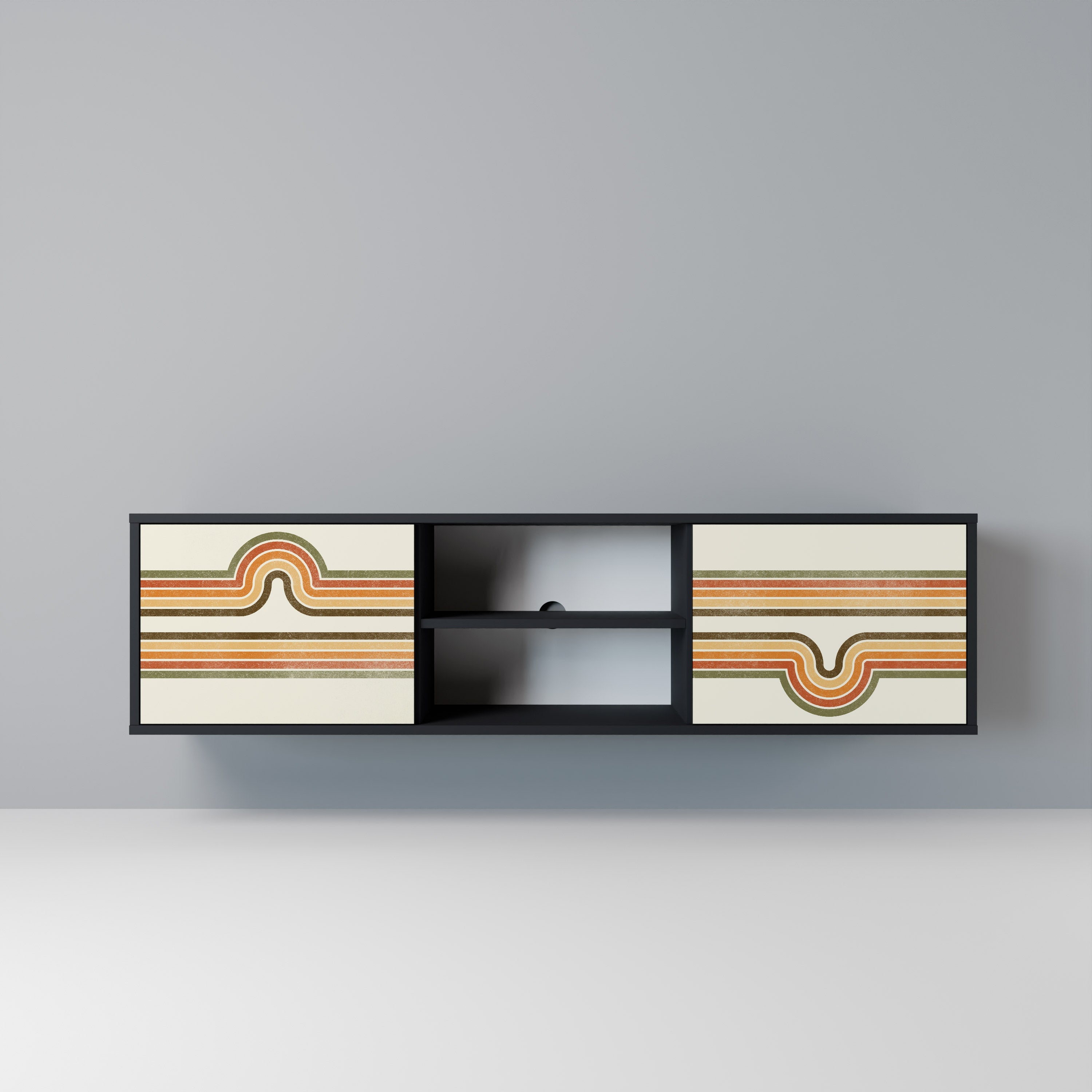 EXCEPTIONAL STREAM Móvel de TV com 2 Portas em Acabamento Preto