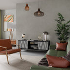 SOLID ZIG ZAG Móvel de TV com 2 Portas em Acabamento Preto