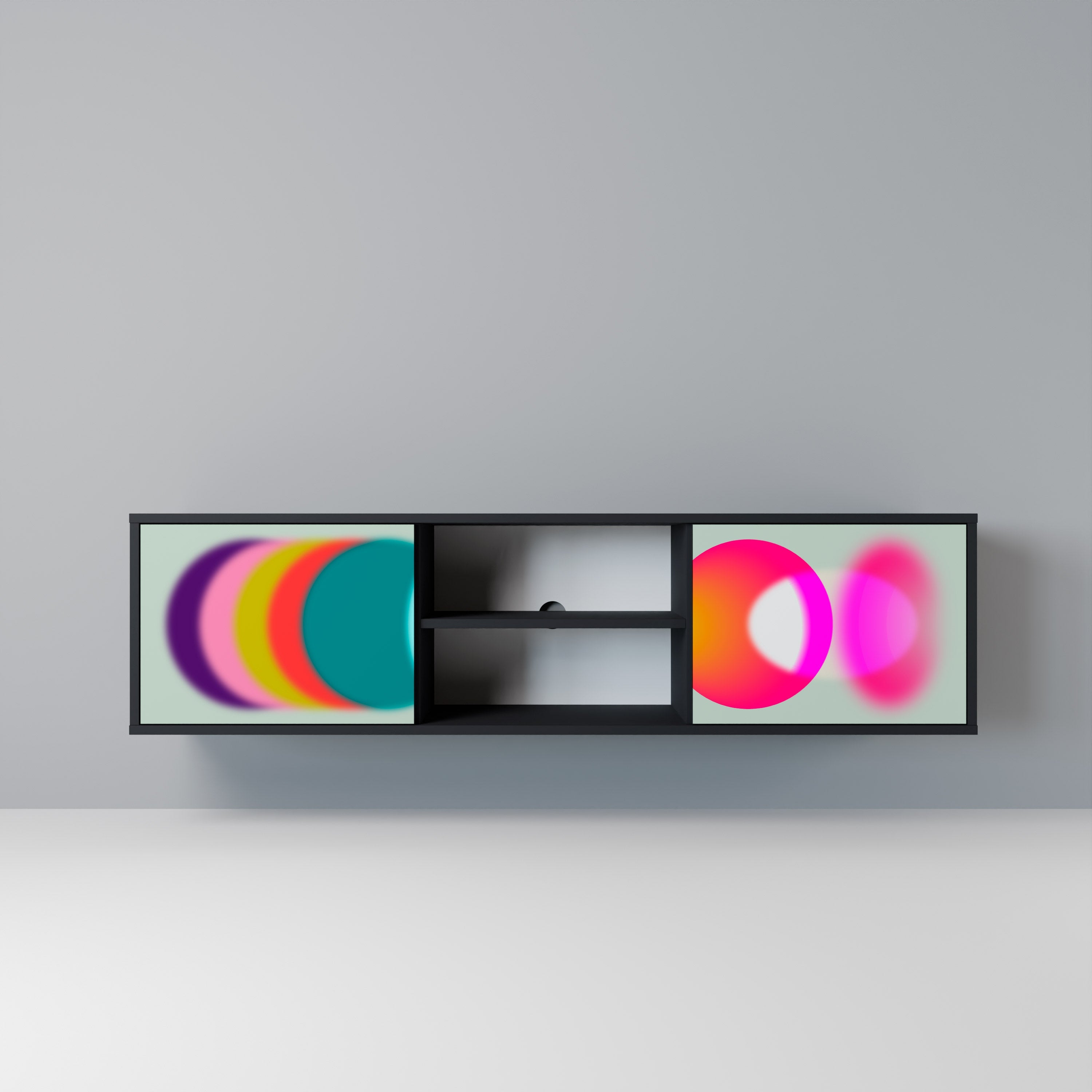 SYMPHONY OF COLORS Móvel de TV com 2 Portas em Acabamento Preto