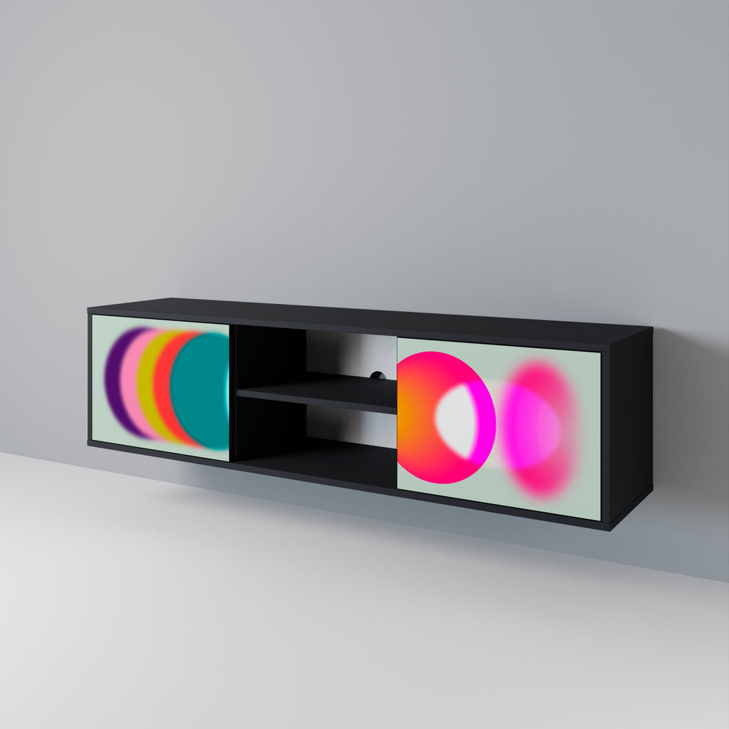 SYMPHONY OF COLORS Móvel de TV com 2 Portas em Acabamento Preto