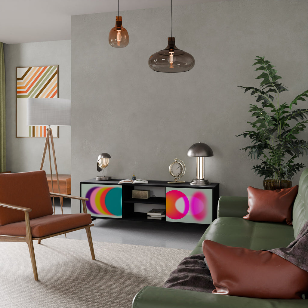 SYMPHONY OF COLORS Móvel de TV com 2 Portas em Acabamento Preto