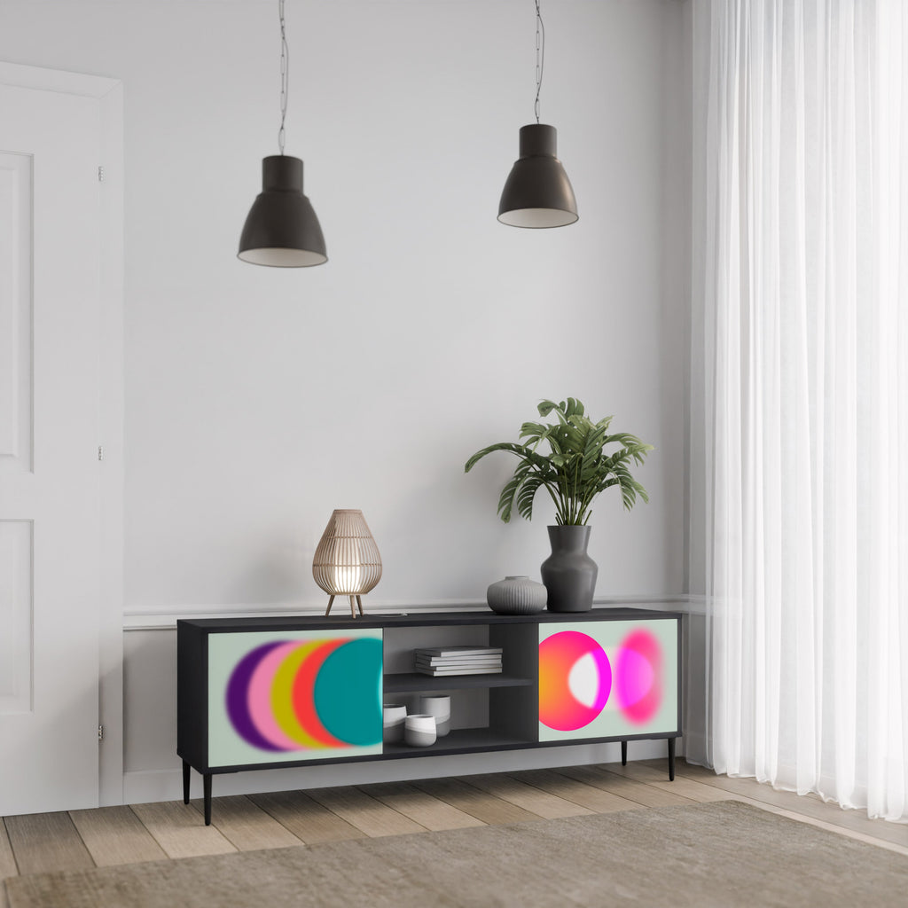 SYMPHONY OF COLORS Móvel de TV com 2 Portas em Acabamento Preto