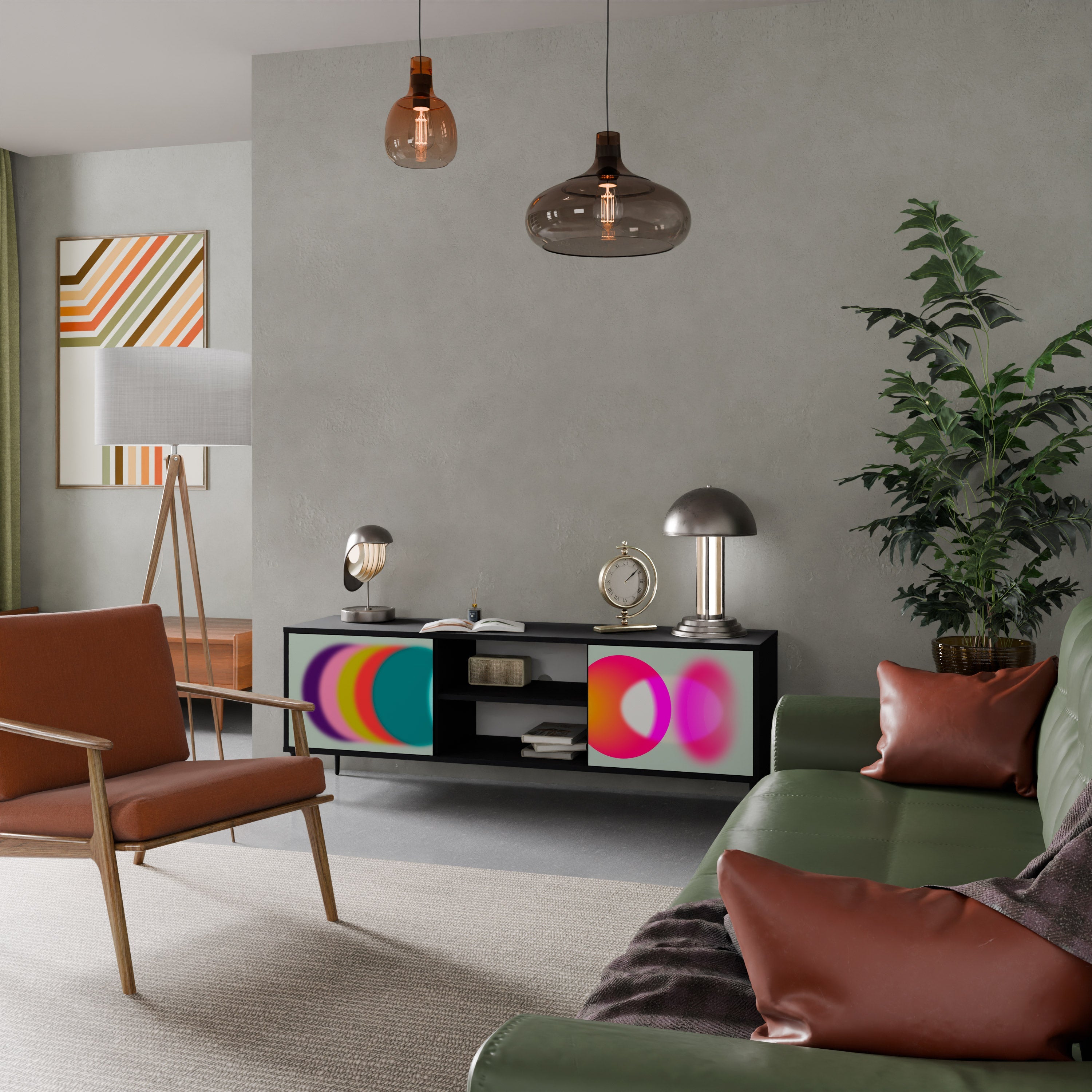 SYMPHONY OF COLORS Móvel de TV com 2 Portas em Acabamento Preto