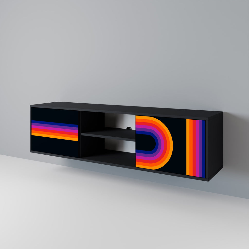 BLINDED BY THE LIGHTS 2-Door TV Stand in Black Finish