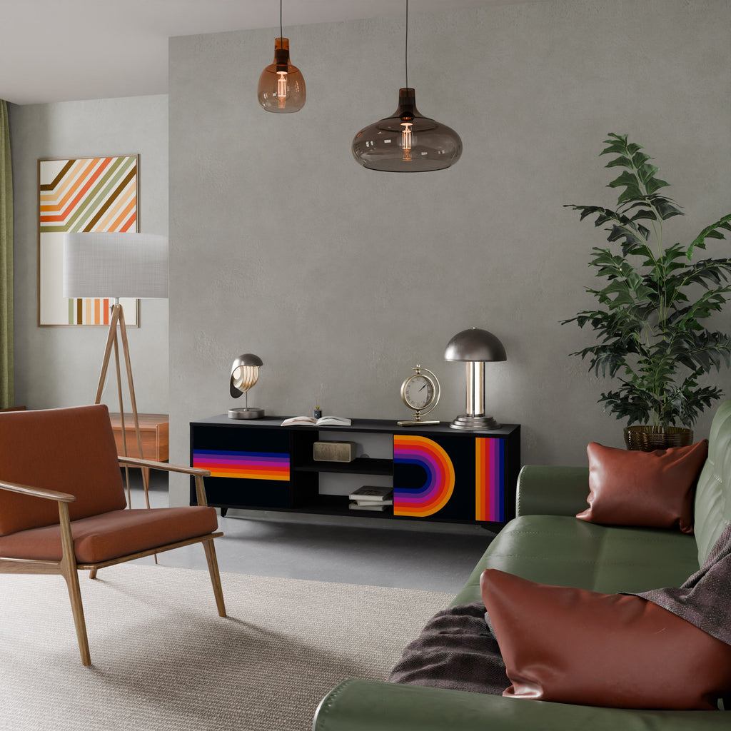 BLINDED BY THE LIGHTS 2-Door TV Stand in Black Finish