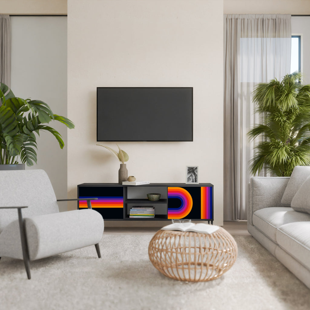 BLINDED BY THE LIGHTS 2-Door TV Stand in Black Finish