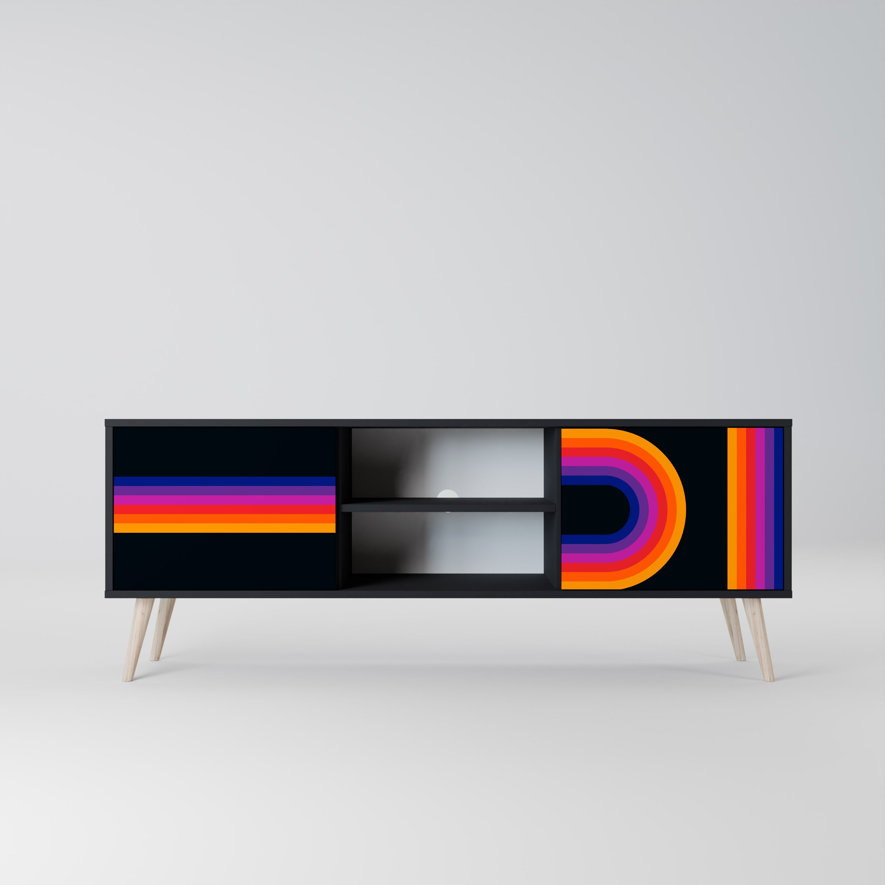 BLINDED BY THE LIGHTS Móvel de TV com 2 Portas em Acabamento Preto