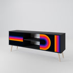 BLINDED BY THE LIGHTS 2-Door TV Stand in Black Finish