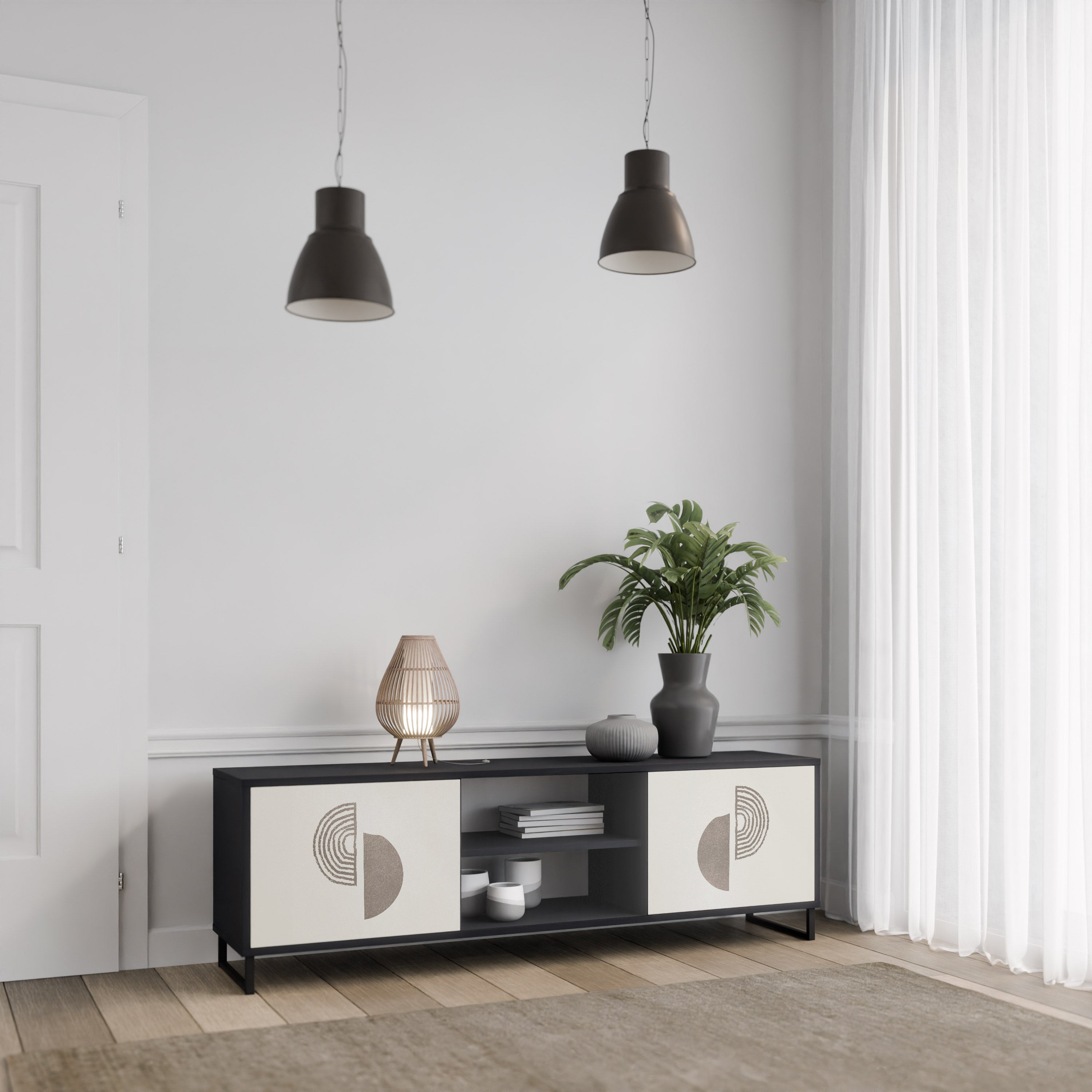 HARMONY ESSENCE 2-Door TV Stand in Black Finish