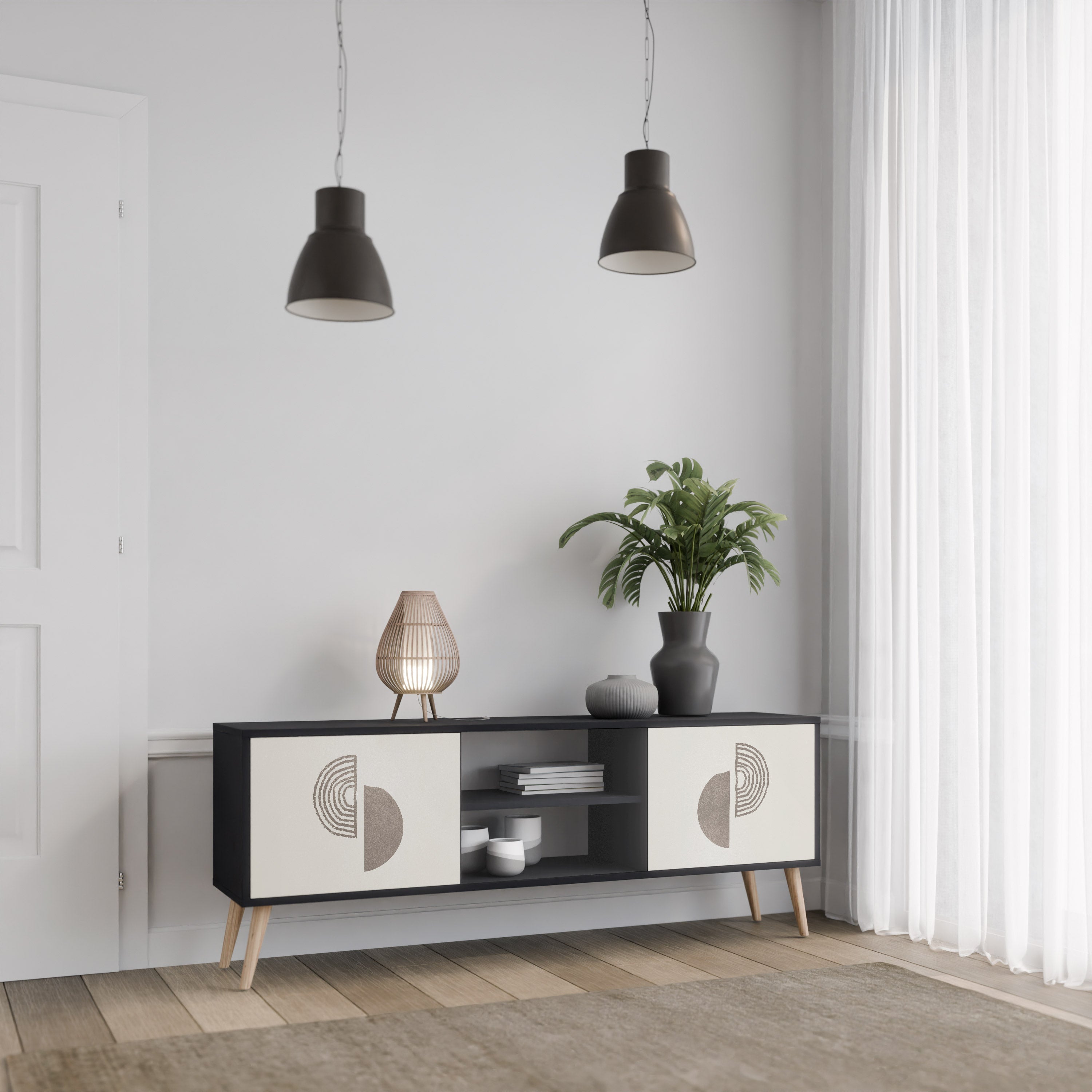 HARMONY ESSENCE 2-Door TV Stand in Black Finish