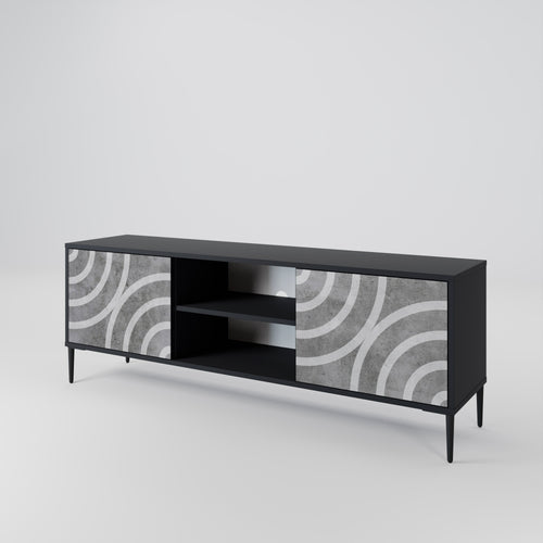 CIRCLE CONCRETE 2-Door TV Stand in Black Finish