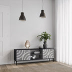 CIRCLE CONCRETE Móvel de TV com 2 Portas em Acabamento Preto