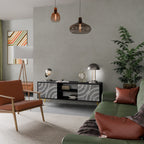 CIRCLE CONCRETE Móvel de TV com 2 Portas em Acabamento Preto