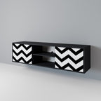 CLASSIC ZIG ZAG Móvel de TV com 2 Portas em Acabamento Preto