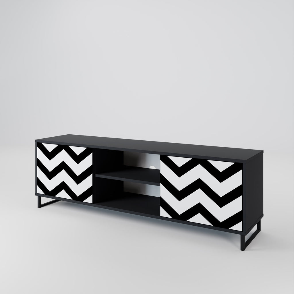 CLASSIC ZIG ZAG Móvel de TV com 2 Portas em Acabamento Preto