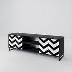 CLASSIC ZIG ZAG Móvel de TV com 2 Portas em Acabamento Preto