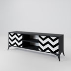 CLASSIC ZIG ZAG Móvel de TV com 2 Portas em Acabamento Preto