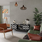 CLASSIC ZIG ZAG Móvel de TV com 2 Portas em Acabamento Preto