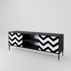 CLASSIC ZIG ZAG Móvel de TV com 2 Portas em Acabamento Preto