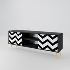 CLASSIC ZIG ZAG Móvel de TV com 2 Portas em Acabamento Preto