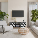 CLASSIC ZIG ZAG Móvel de TV com 2 Portas em Acabamento Preto