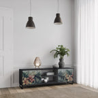 HEAVENLY BLOOM 2-Door TV Stand in Black Finish