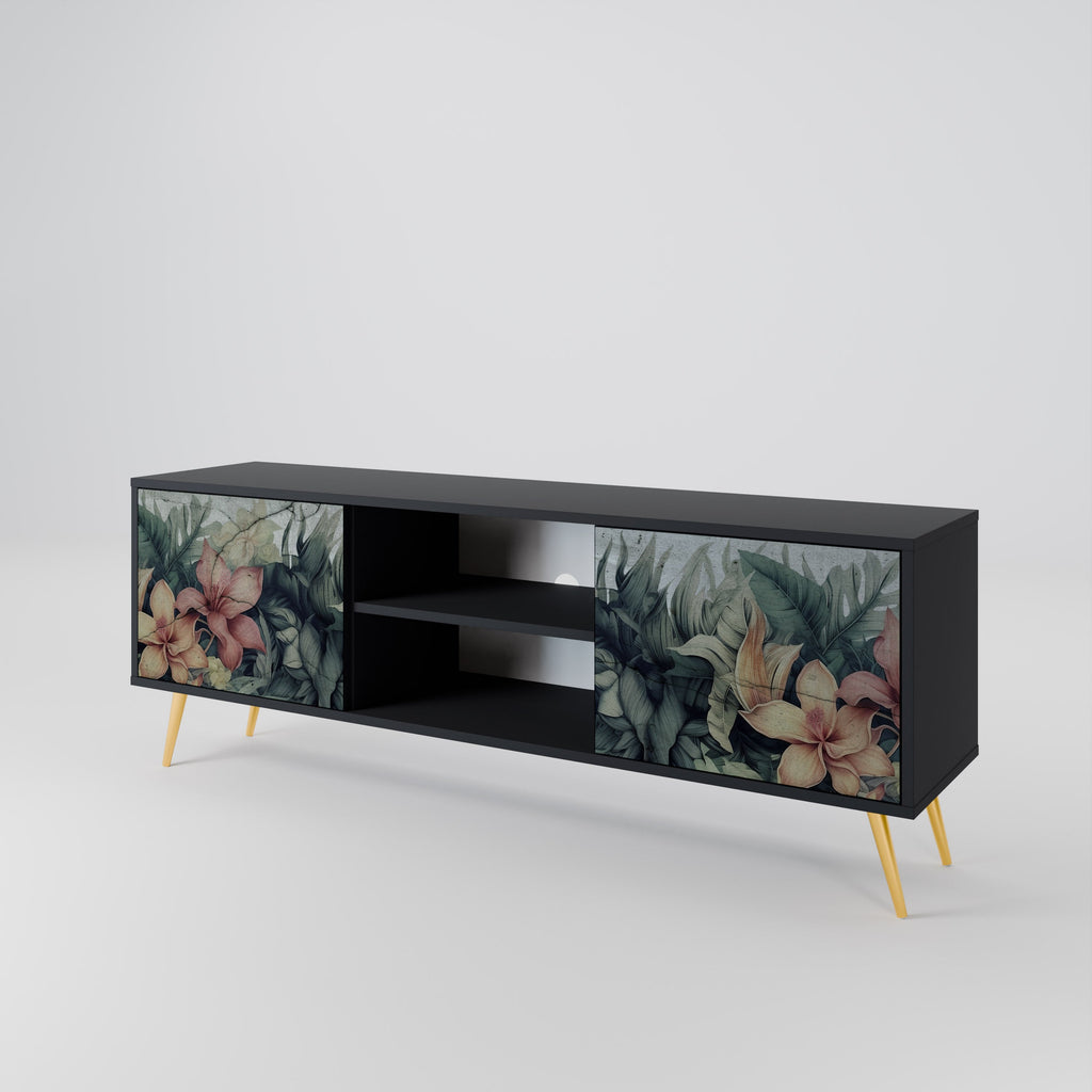 HEAVENLY BLOOM 2-Door TV Stand in Black Finish