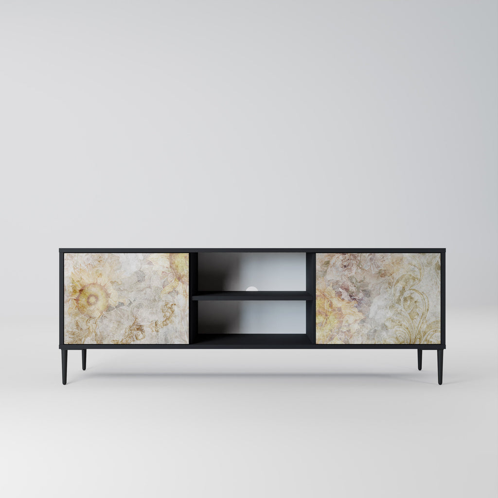 SUNFLOWER BLUR Móvel de TV com 2 Portas em Acabamento Preto