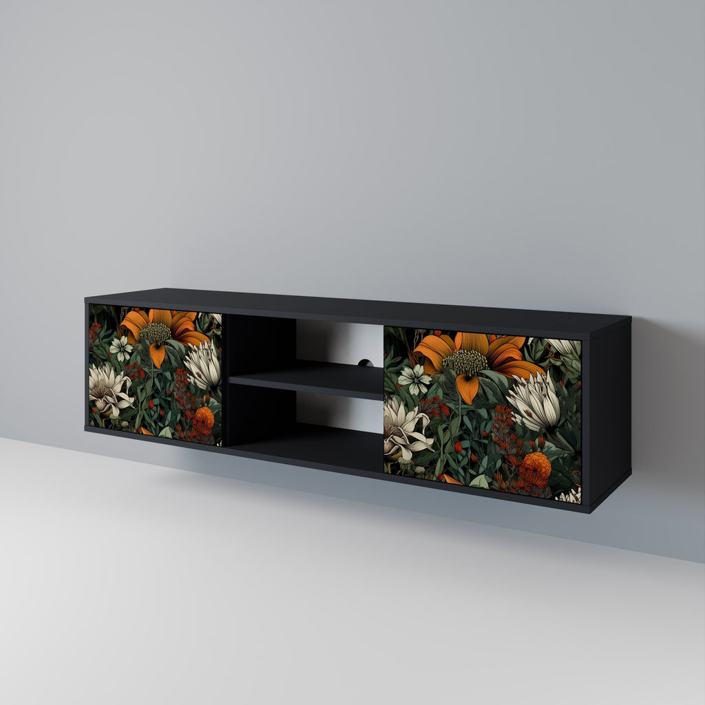 MIDNIGHT SPROUT Móvel de TV com 2 Portas em Acabamento Preto