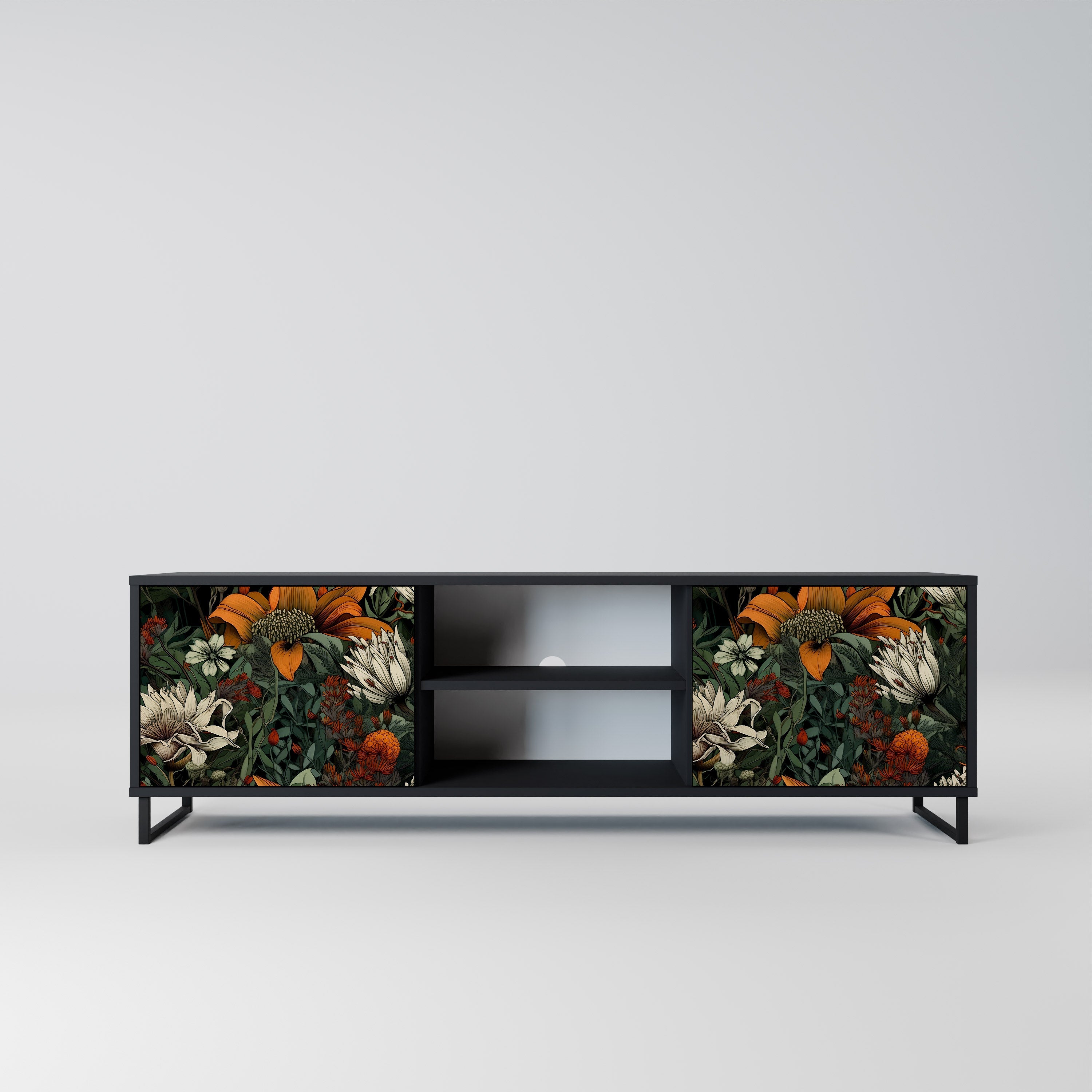 MIDNIGHT SPROUT Móvel de TV com 2 Portas em Acabamento Preto