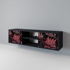 FLORAL WHISPER Móvel de TV com 2 Portas em Acabamento Preto