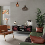 FLORAL WHISPER Móvel de TV com 2 Portas em Acabamento Preto