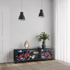 ETHEREAL BLOSSOMS 2-Door TV Stand in Black Finish