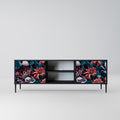 ETHEREAL BLOSSOMS 2-Door TV Stand in Black Finish