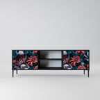 ETHEREAL BLOSSOMS 2-Door TV Stand in Black Finish