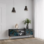 TWILIGHT BLOOM Móvel de TV com 2 Portas em Acabamento Preto