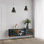 MORNING BLOOM Móvel de TV com 2 Portas em Acabamento Preto