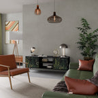 FERN FLOWERS Móvel de TV com 2 Portas em Acabamento Preto