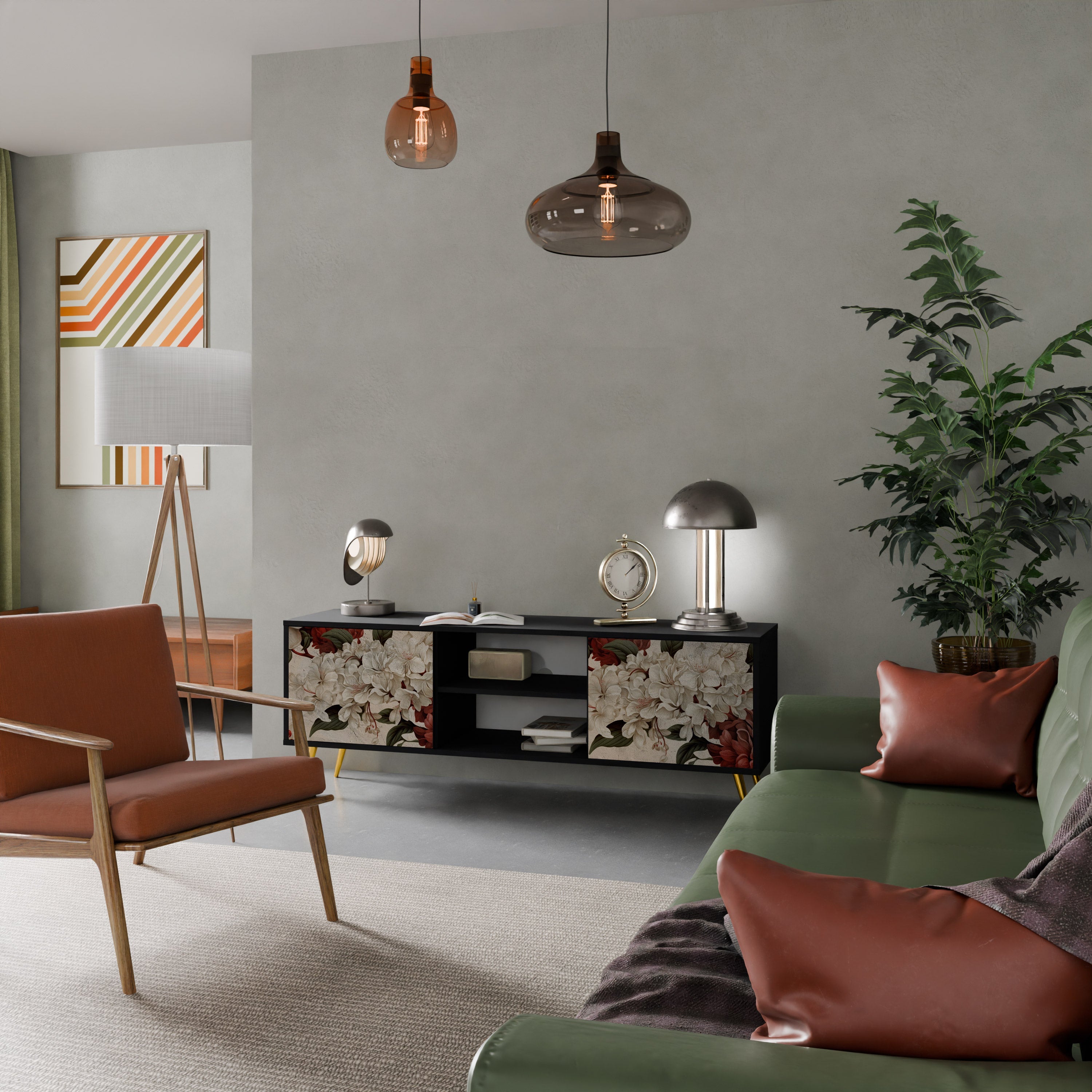 EPHEMERAL DAYS Móvel de TV com 2 Portas em Acabamento Preto