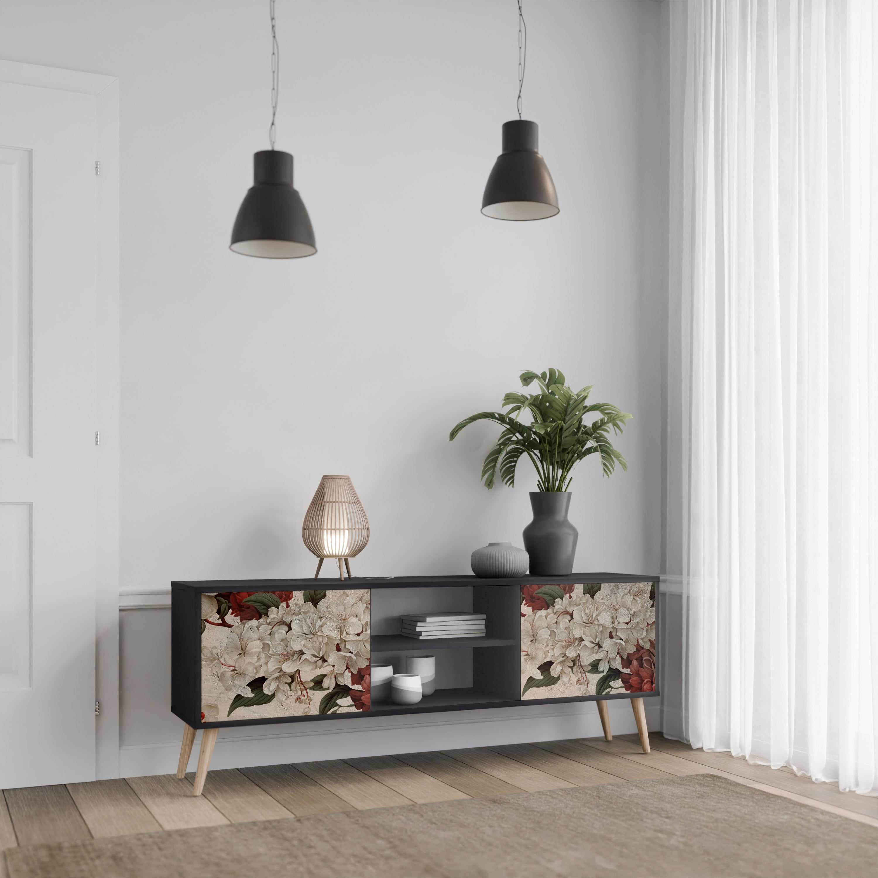 EPHEMERAL DAYS Móvel de TV com 2 Portas em Acabamento Preto