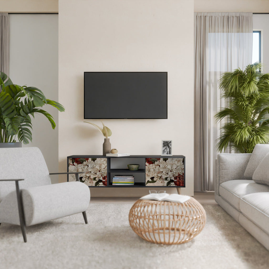 EPHEMERAL DAYS Móvel de TV com 2 Portas em Acabamento Preto