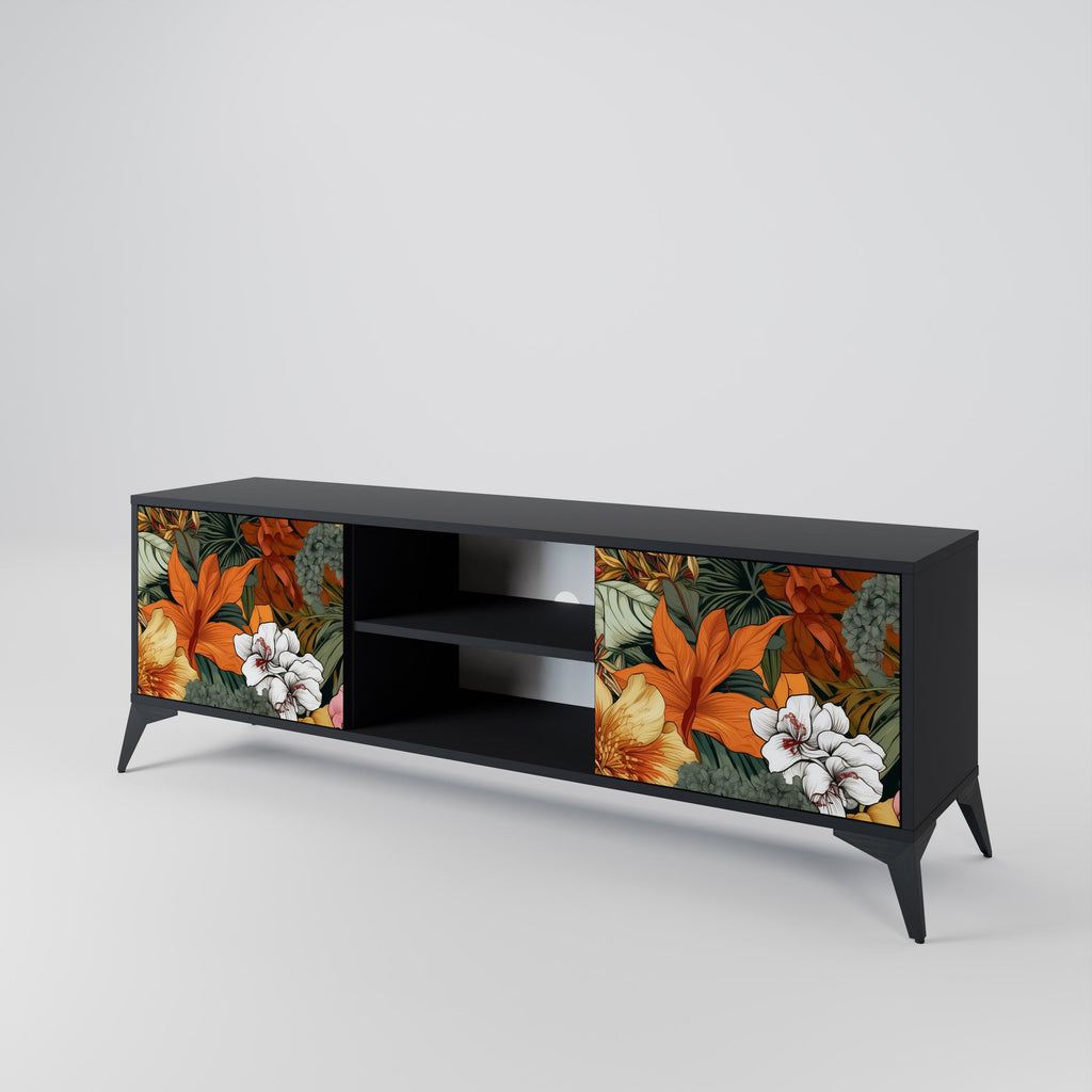RADIANT FLORA 2-Door TV Stand in Black Finish