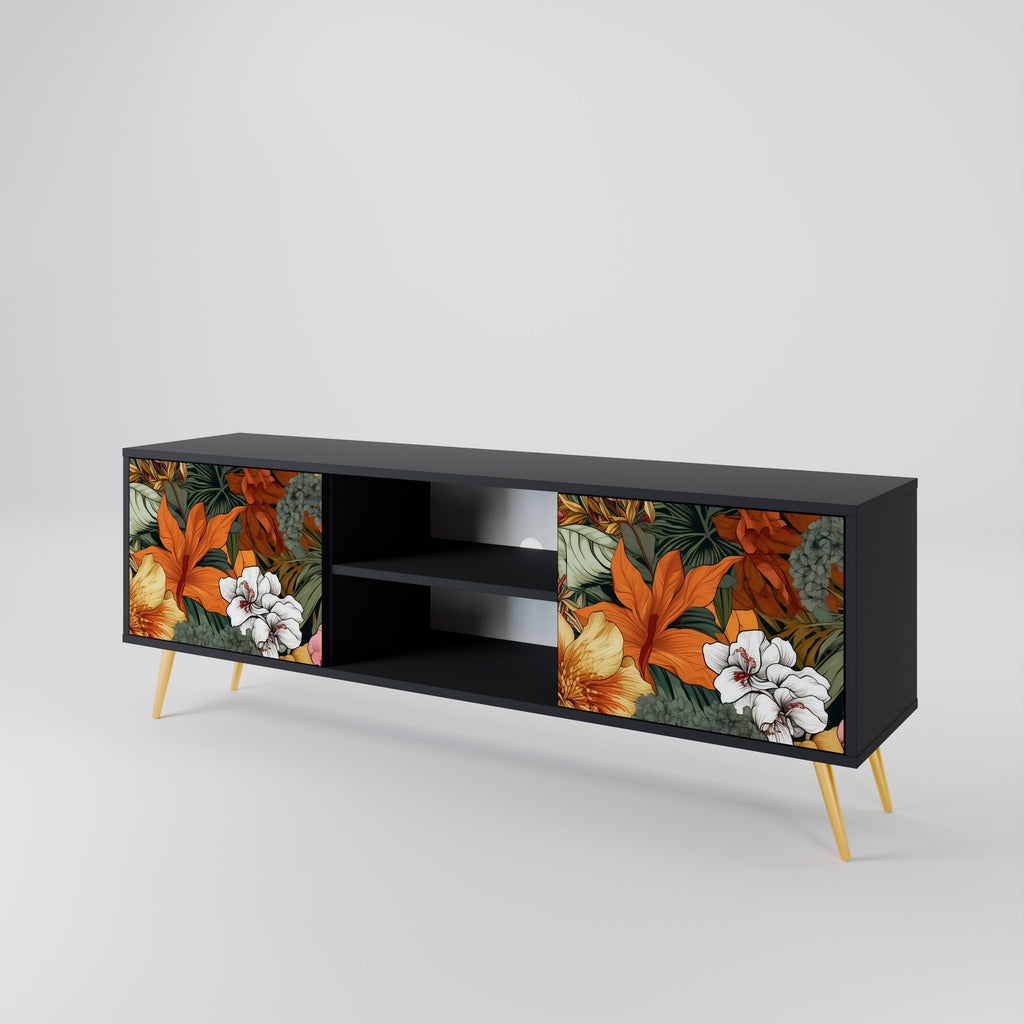 RADIANT FLORA 2-Door TV Stand in Black Finish