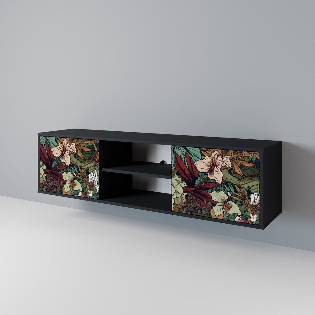 BOTANICAL EMERGENCE Móvel de TV com 2 Portas em Acabamento Preto