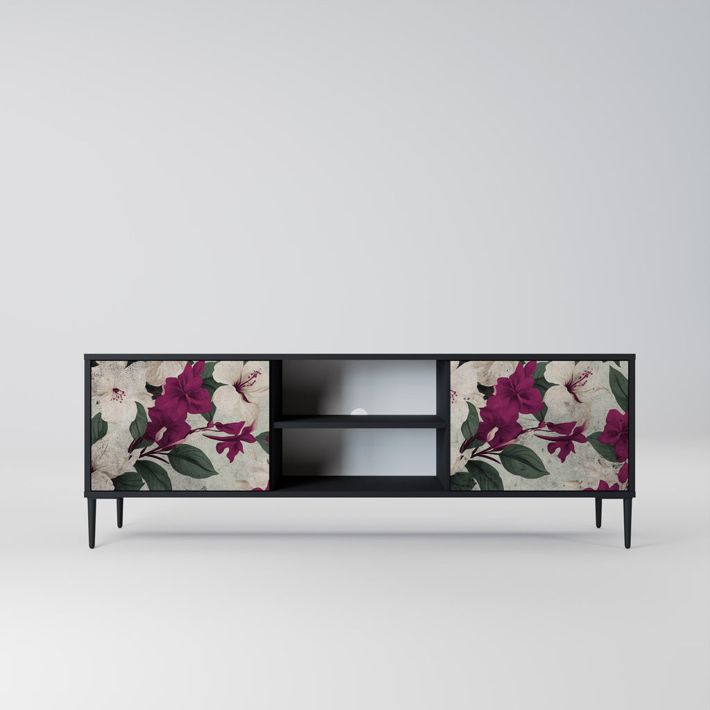 FLOWERET DREAM Móvel de TV com 2 Portas em Acabamento Preto
